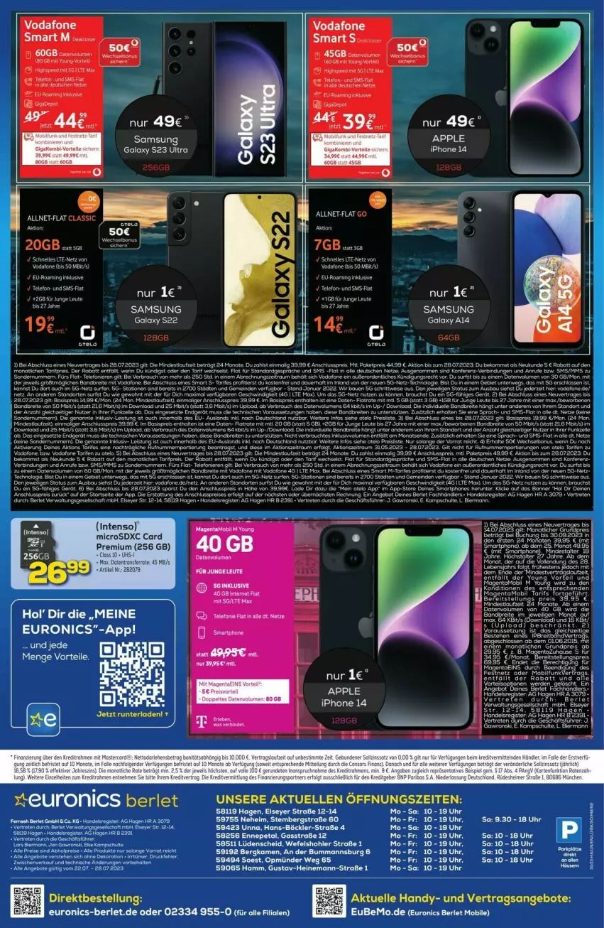 Aktueller Prospekt Euronics - Prospekte - von 22.07 bis 30.07.2023 - strona 11 - produkty: angebot, angebote, Apple, beko, eis, elle, Handy, intenso, mac, microsd, microsdxc, reis, sac, Samsung, samsung galaxy, Samsung Galaxy A, Samsung Galaxy S, tee, telefon, Ti, uhr, vodafone