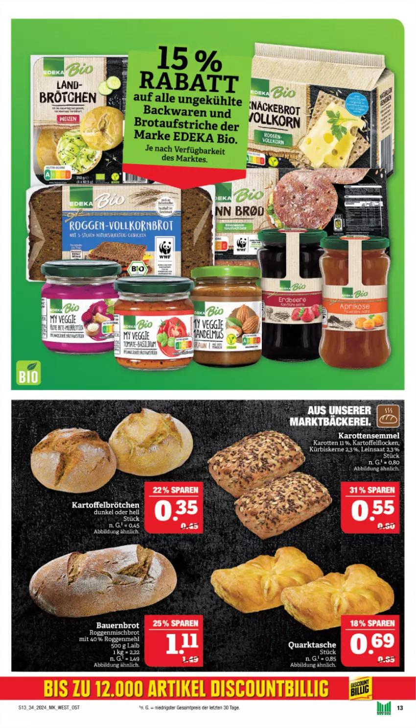 Aktueller Prospekt Marktkauf - Prospekt - von 18.08 bis 24.08.2024 - strona 13 - produkty: auer, Bau, Bauer, brot, brötchen, eis, karotten, kartoffel, Kürbis, kürbiskerne, quark, reis, Semmel, Tasche, veggie, ZTE