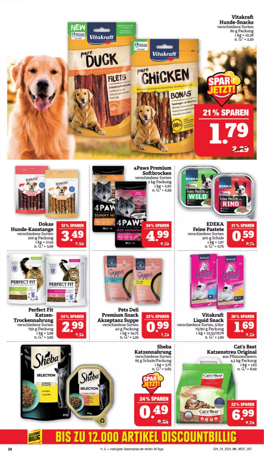 Aktueller Prospekt Marktkauf - Prospekt - von 18.08 bis 24.08.2024 - strona 24 - produkty: aust, Brock, deka, discount, eis, katzennahrung, Katzenstreu, kraft, pastete, Perfect Fit, pflanze, pflanzen, reis, Schal, Schale, sheba, snack, snacks, suppe, Ti, Trockennahrung, vita, vitakraft, ZTE