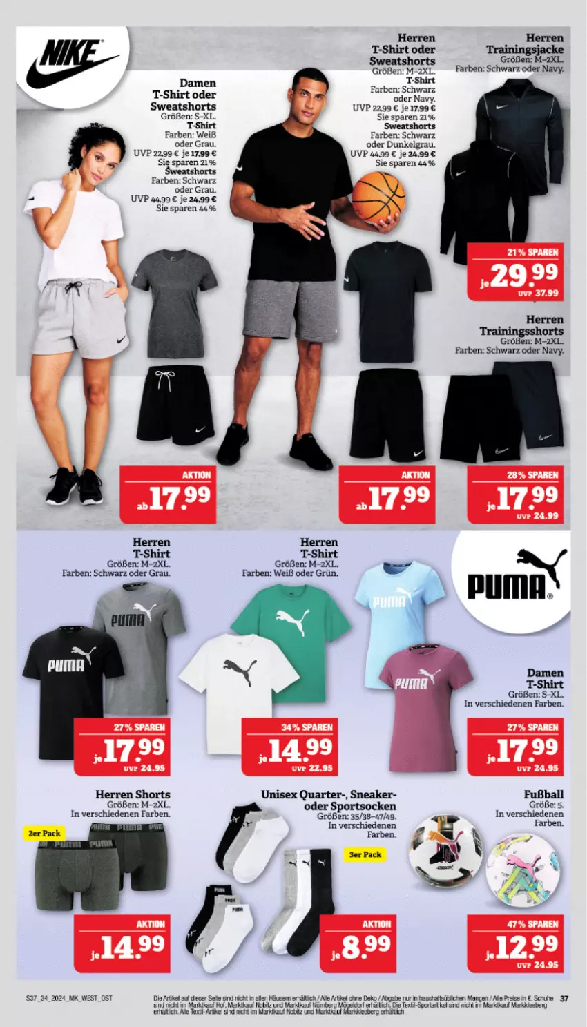 Aktueller Prospekt Marktkauf - Prospekt - von 18.08 bis 24.08.2024 - strona 37 - produkty: ball, damen t-shirt, eis, Fußball, LG, obst, reis, schuhe, shirt, shorts, sneaker, socken, Sport, sportsocken, sweatshorts, T-Shirt, Ti