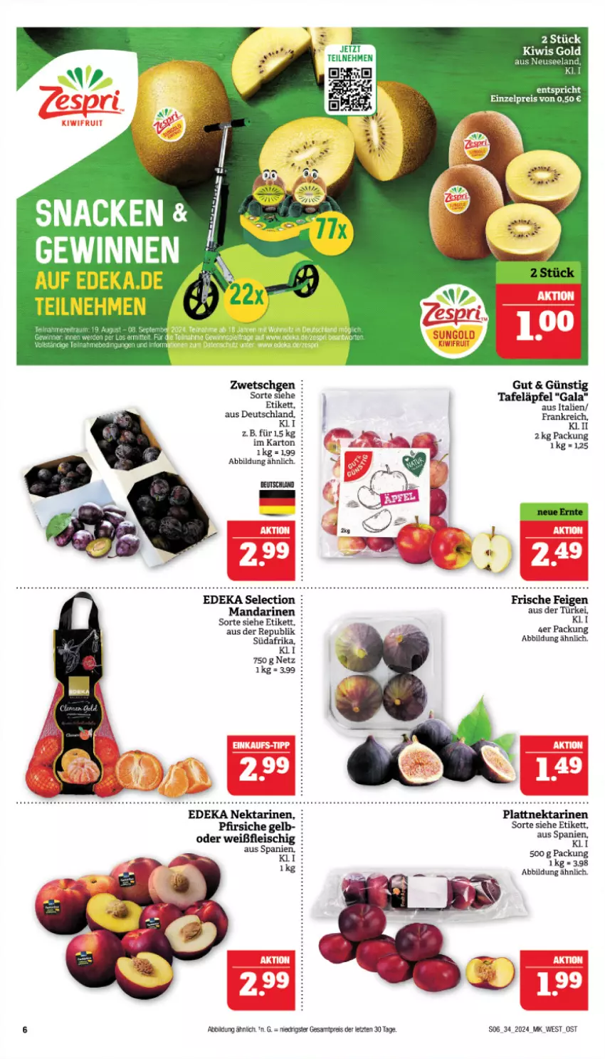 Aktueller Prospekt Marktkauf - Prospekt - von 18.08 bis 24.08.2024 - strona 6 - produkty: deka, eis, Elan, Feigen, fleisch, kiwi, mandarine, mandarinen, Nektar, nektarinen, pfirsich, pfirsiche, reis, snack, tafeläpfel, Ti, ZTE