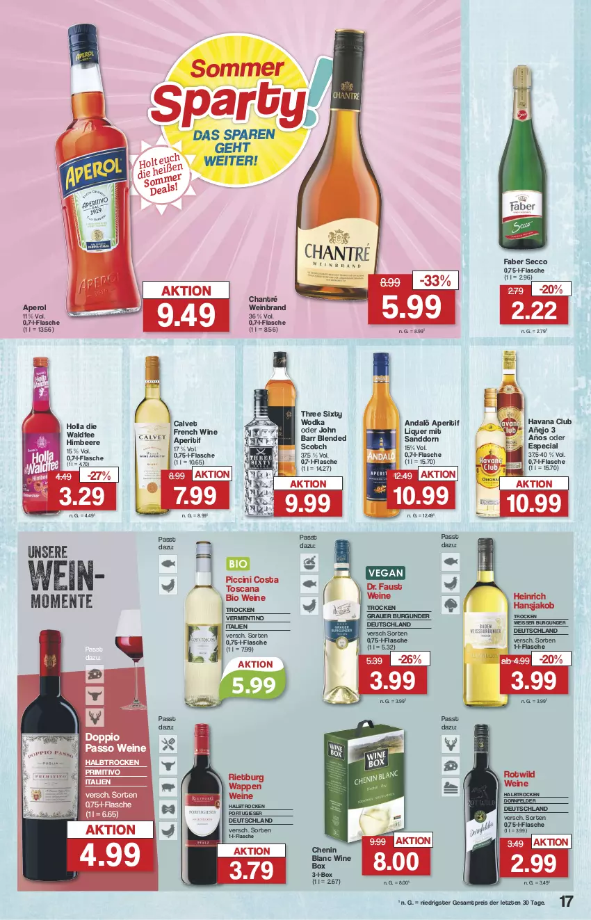 Aktueller Prospekt Famila - Prospekte - von 24.06 bis 29.06.2024 - strona 18 - produkty: aperitif, aperol, auer, aust, beere, bio, blended scotch, burgunder, chantré, cin, doppio passo, dornfelder, ecco, eis, ente, flasche, grauer burgunder, Havana Club, himbeer, himbeere, jako, John Barr, passo, primitivo, reis, sanddorn, scotch, Three Sixty, Ti, wein, weinbrand, weine, Wild, wodka, ZTE