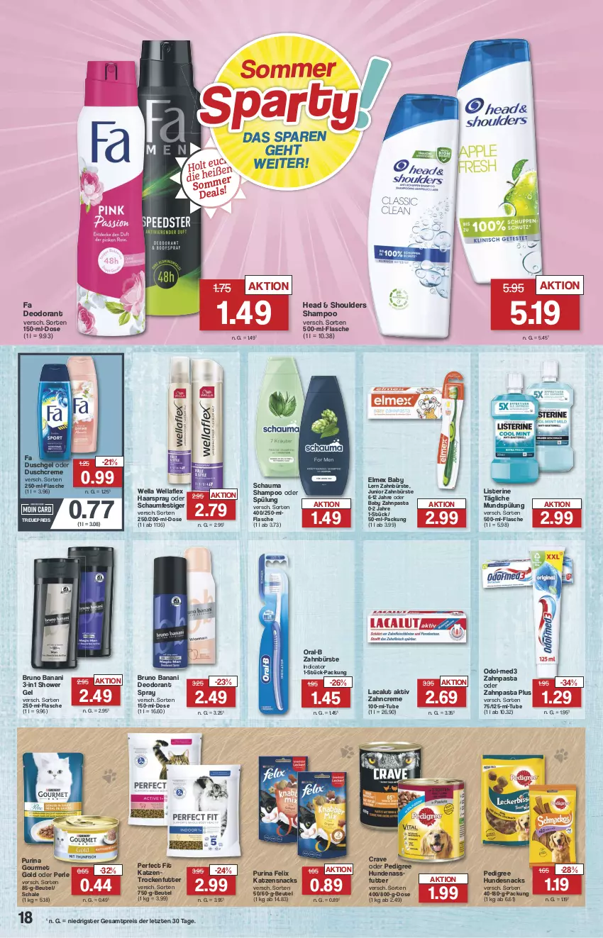 Aktueller Prospekt Famila - Prospekte - von 24.06 bis 29.06.2024 - strona 19 - produkty: beutel, bruno banani, bürste, creme, deo, deodorant, duschcreme, duschgel, eis, elmex, fa duschgel, felix, flasche, gourmet gold, haarspray, hundesnack, hundesnacks, katzensnack, katzensnacks, Katzentrockenfutter, Lacalut, listerine, mundspülung, nassfutter, oder schaumfestiger, Odol, oral-b, pasta, pedigree, Perfect Fit, purina, reis, Schal, Schale, schauma, schauma shampoo, schaumfestiger, shampoo, shampoo oder spülung, snack, snacks, spülung, Ti, trockenfutter, Wella, wellaflex, zahnbürste, zahncreme, zahnpasta, ZTE