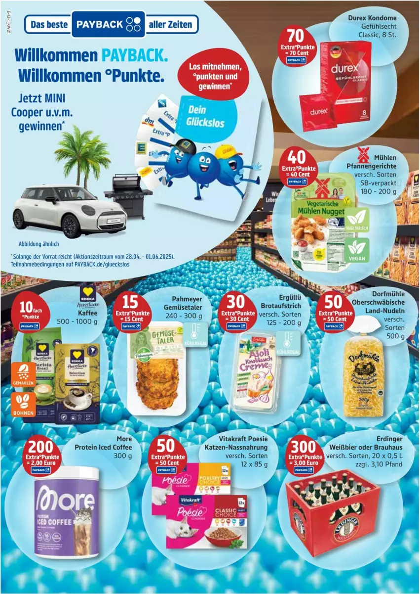 Aktueller Prospekt Edeka - Prospekte - von 19.05 bis 24.05.2025 - strona 12 - produkty: aufstrich, bier, brot, brotaufstrich, Durex, erdinger, kaffee, Kondome, kraft, Nassnahrung, nudel, nudeln, payback, pfanne, pfannen, Ti, vita, vitakraft