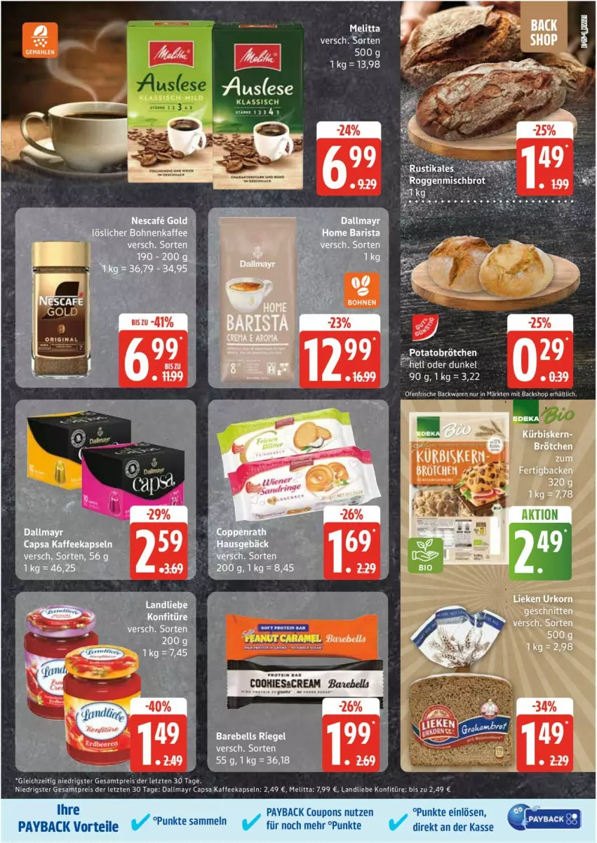Aktueller Prospekt Edeka - Prospekte - von 19.05 bis 24.05.2025 - strona 15 - produkty: backwaren, brötchen, Cap, coupon, coupons, dallmayr, dallmayr capsa, eis, frische backwaren, kaffee, kaffeekapseln, konfitüre, landliebe, melitta, Ofen, payback, reis, ring, tee, Ti, wiener, ZTE