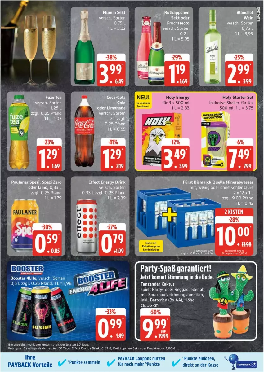 Aktueller Prospekt Edeka - Prospekte - von 19.05 bis 24.05.2025 - strona 19 - produkty: batterie, batterien, coupon, coupons, drink, ecco, Effect, eis, energy drink, frucht, fruchtsecco, Paula, paulaner, payback, reis, rotkäppchen, sekt, shake, Ti, ZTE