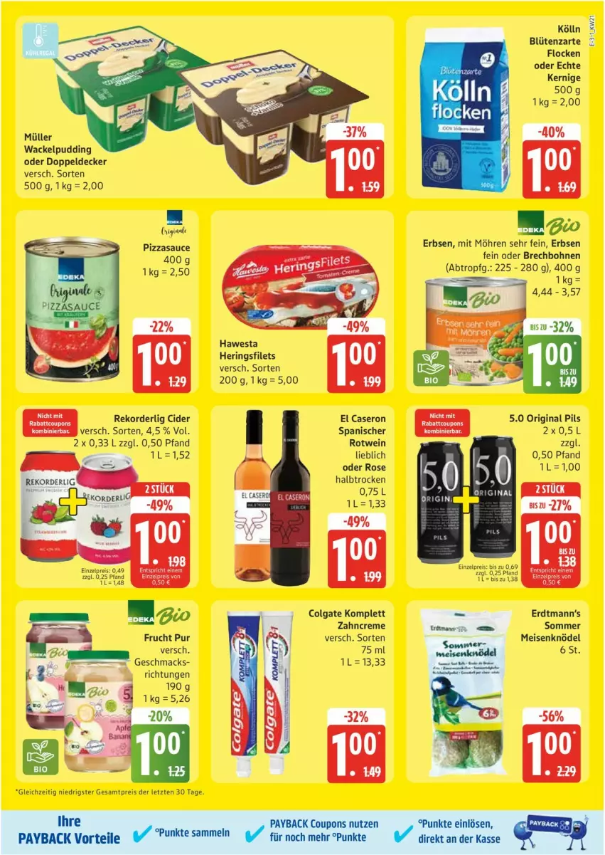 Aktueller Prospekt Edeka - Prospekte - von 19.05 bis 24.05.2025 - strona 3 - produkty: Blüte, bohne, bohnen, cider, decke, eis, erbsen, filet, filets, gin, hawesta, hering, Herings, heringsfilets, kölln, möhren, Müller, pils, pudding, reis, ring, rotwein, Ti, wein, ZTE