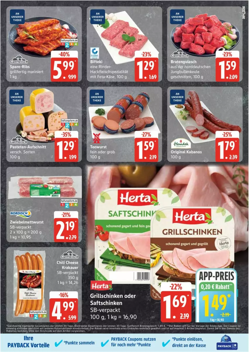 Aktueller Prospekt Edeka - Prospekte - von 19.05 bis 24.05.2025 - strona 7 - produkty: braten, coupon, coupons, deka, eis, fleisch, grill, gulasch, gutfleisch, herta, nuss, payback, reis, saft, saftschinken, schinken, Ti, ZTE