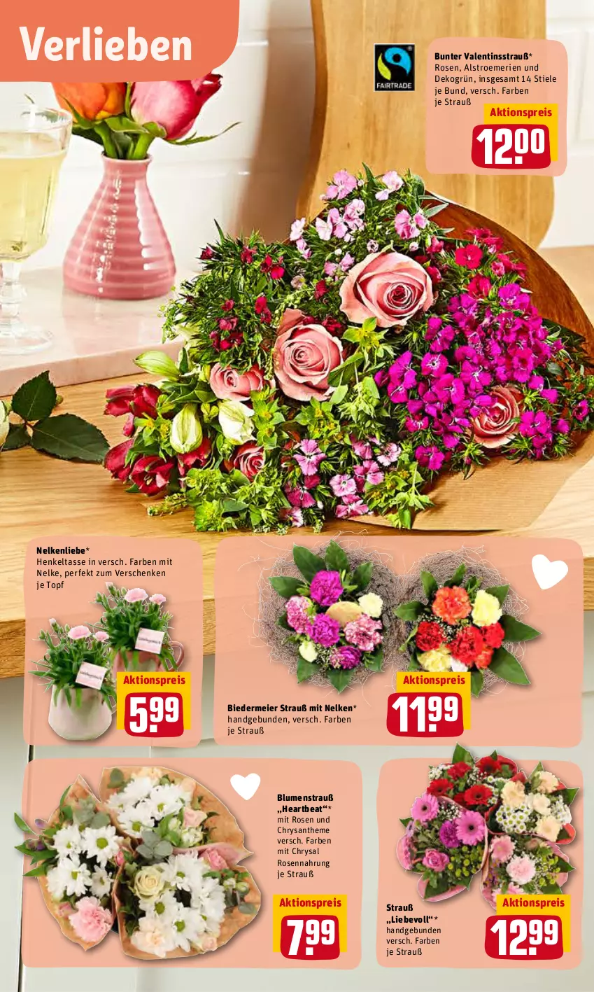 Aktueller Prospekt Rewe - Prospekte - von 07.02 bis 13.02.2022 - strona 15 - produkty: aktionspreis, blume, blumen, Blumenstrauß, eier, eis, henkel, reis, rosen, tasse, Ti, topf