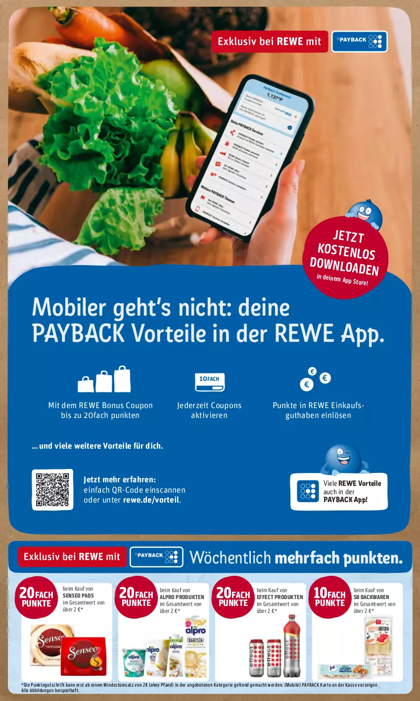 Aktueller Prospekt Rewe - Prospekte - von 07.02 bis 13.02.2022 - strona 19 - produkty: alpro, angebot, angebote, backwaren, coupon, coupons, Effect, eis, erde, mac, payback, senseo, senseo pads, Ti