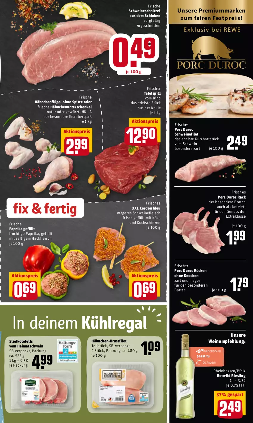 Aktueller Prospekt Rewe - Prospekte - von 07.02 bis 13.02.2022 - strona 5 - produkty: aktionspreis, braten, brustfilet, cordon bleu, eis, filet, fleisch, Frische Hähnchen, frucht, gewürz, hackfleisch, hähnchen-brustfilet, hähnchenflügel, henkel, Käse, kochschinken, kotelett, kühlregal, natur, nuss, paprika, regal, reis, riesling, rind, saft, schenkel, schinken, schnitten, schnitzel, schwein, schweine, schweinefilet, schweinefleisch, schweineschnitzel, tafelspitz, Ti, wein, weine, Wild