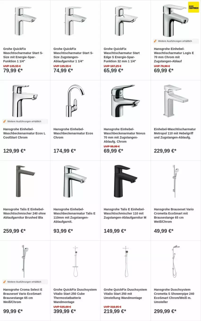 Aktueller Prospekt Obi - Prospekte - von 14.11 bis 22.11.2023 - strona 14 - produkty: armatur, batterie, brause, elle, garnitur, grohe, hansgrohe, LG, Metro, Mett, teller, thermostat, Ti, tisch, vita, waschbecken, waschtisch, waschtischarmatur