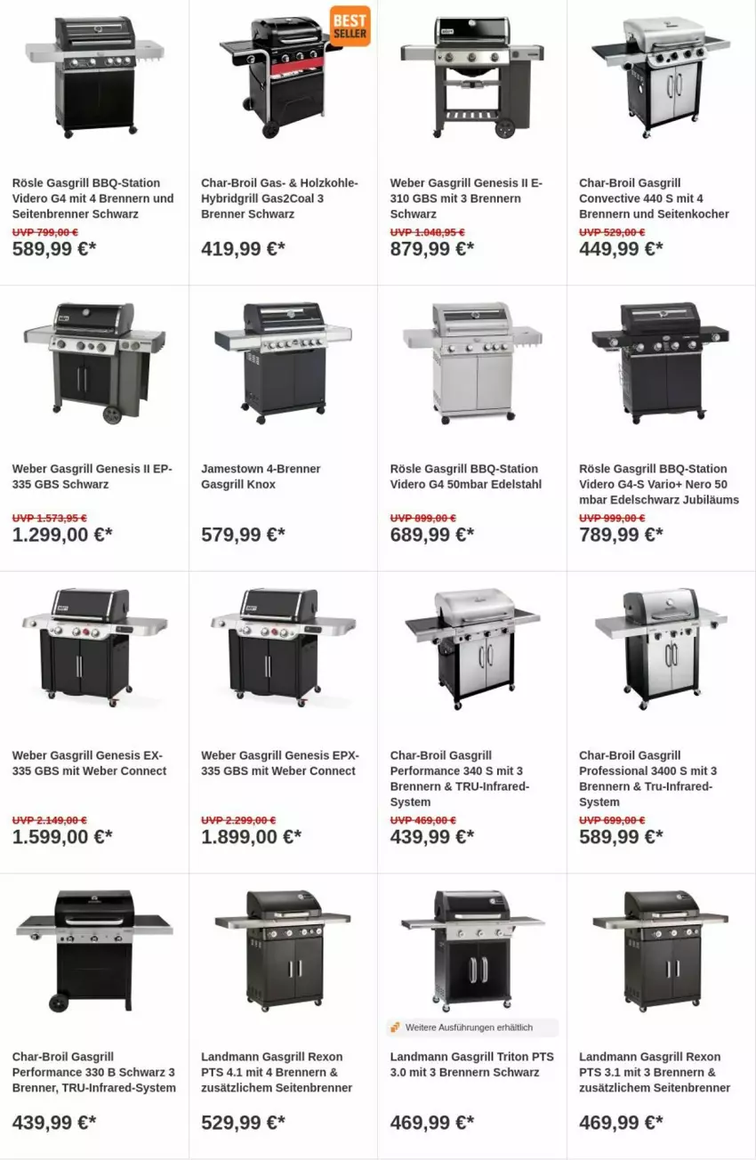 Aktueller Prospekt Obi - Prospekte - von 14.11 bis 22.11.2023 - strona 4 - produkty: char-broil, edelstahl, gasgrill, grill, Holz, holzkohle, Jubiläums, Kocher, nero, rösle, Ti, weber