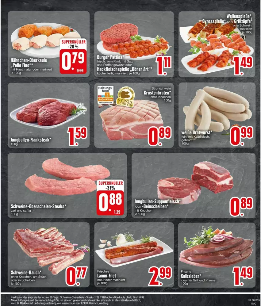 Aktueller Prospekt Edeka - Prospekte - von 09.09 bis 14.09.2024 - strona 15 - produkty: Bau, braten, eier, elle, filet, Flanksteak, für grill und pfanne, gewürz, grill, grill und pfanne, ideal für grill, ideal für grill und pfanne, jungbullen, Kalbsleber, krustenbraten, lamm, natur, pfanne, pfeffer, Pollo Fino, schwein, schweine, schweine-bauch, steak, Ti, und pfanne, wein, weine