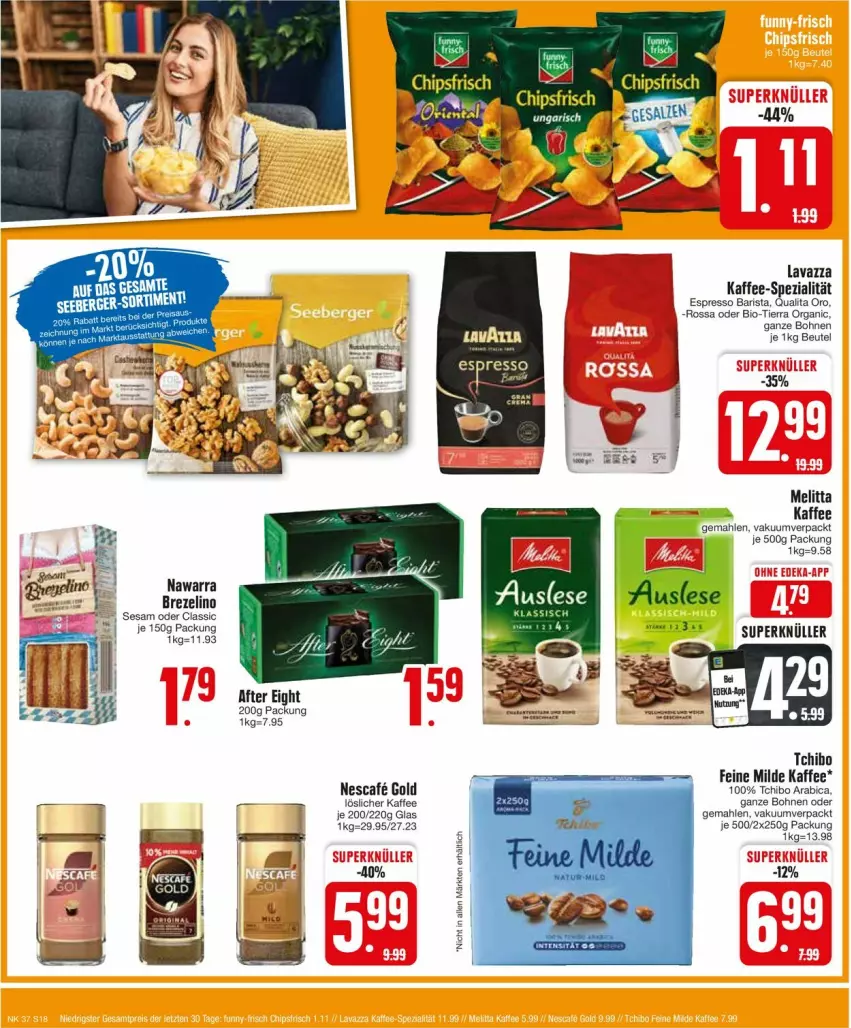 Aktueller Prospekt Edeka - Prospekte - von 09.09 bis 14.09.2024 - strona 18 - produkty: after eight, beutel, bio, bohne, bohnen, brezel, espresso, kaffee, lavazza, löslicher kaffee, melitta, nescafe, sesam, Spezi, Tchibo, Ti