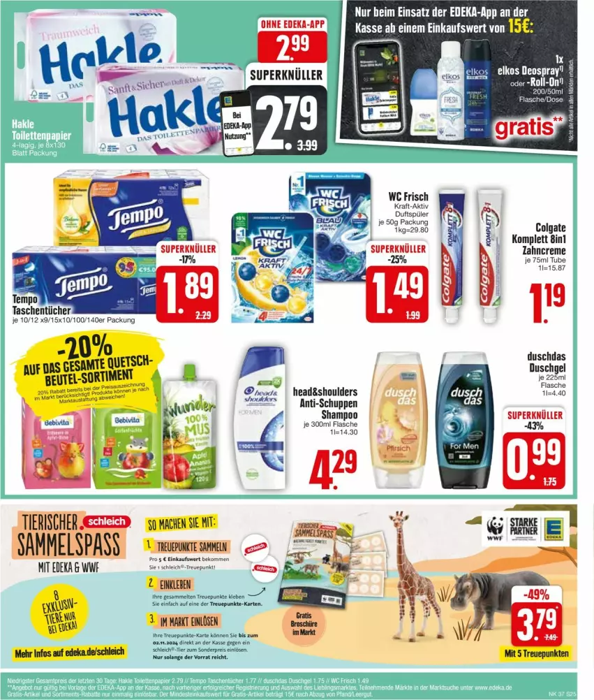 Aktueller Prospekt Edeka - Prospekte - von 09.09 bis 14.09.2024 - strona 25 - produkty: beko, colgate, deka, deo, duschdas, elkos, kraft, LG, mac, roll-on, rum, Schleich, shampoo, Ti