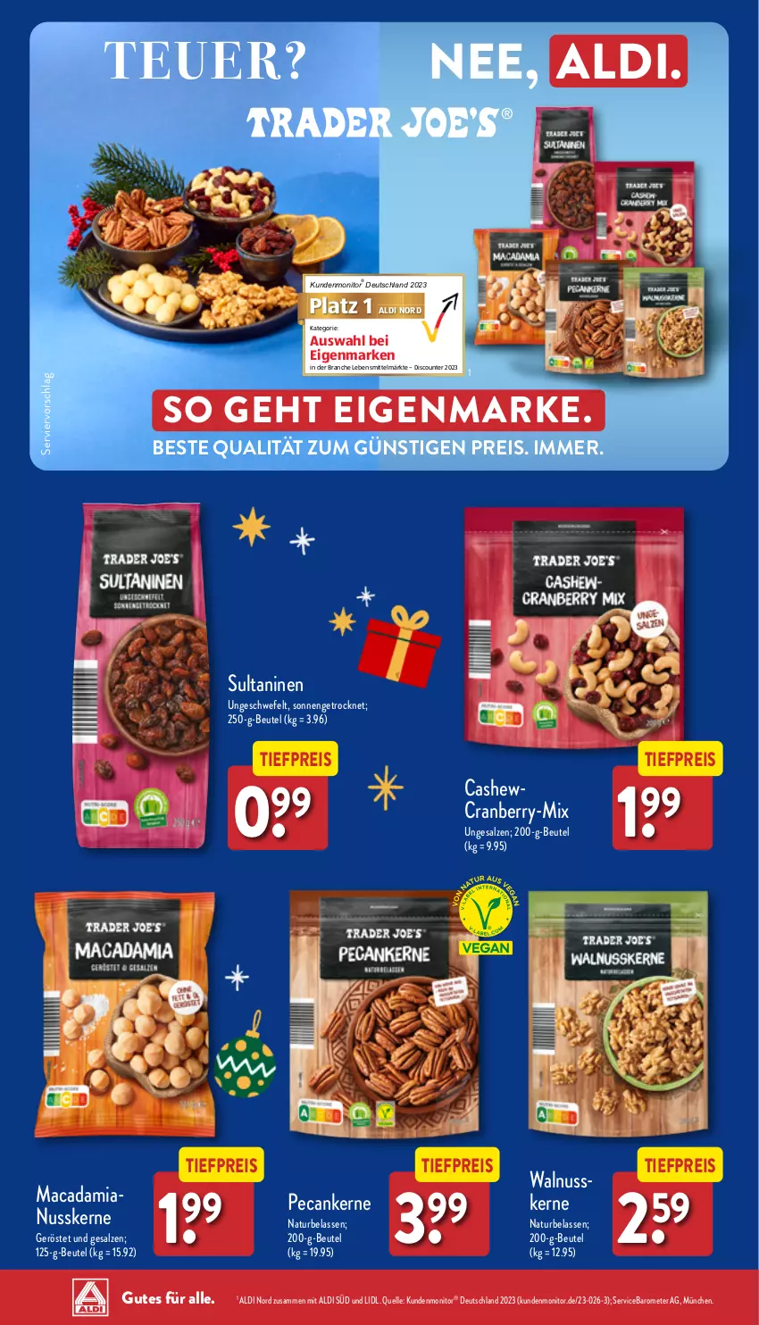 Aktueller Prospekt Aldi Nord - Von Montag - von 13.11 bis 18.11.2023 - strona 41 - produkty: aldi, beutel, Cashew, cranberry, discount, eis, elle, lebensmittel, mac, macadamia, monitor, natur, nuss, reis, salz, Ti, tiefpreis, walnuss