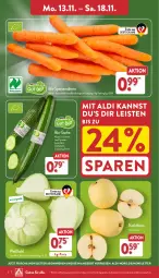 Gazetka promocyjna Aldi Nord - Von Montag - Gazetka - ważna od 18.11 do 18.11.2023 - strona 2 - produkty: aldi, angebot, bio, eis, gurke, möhren, Nashi, reis, speisemöhren, Ti, trolli, Weißkohl, ZTE