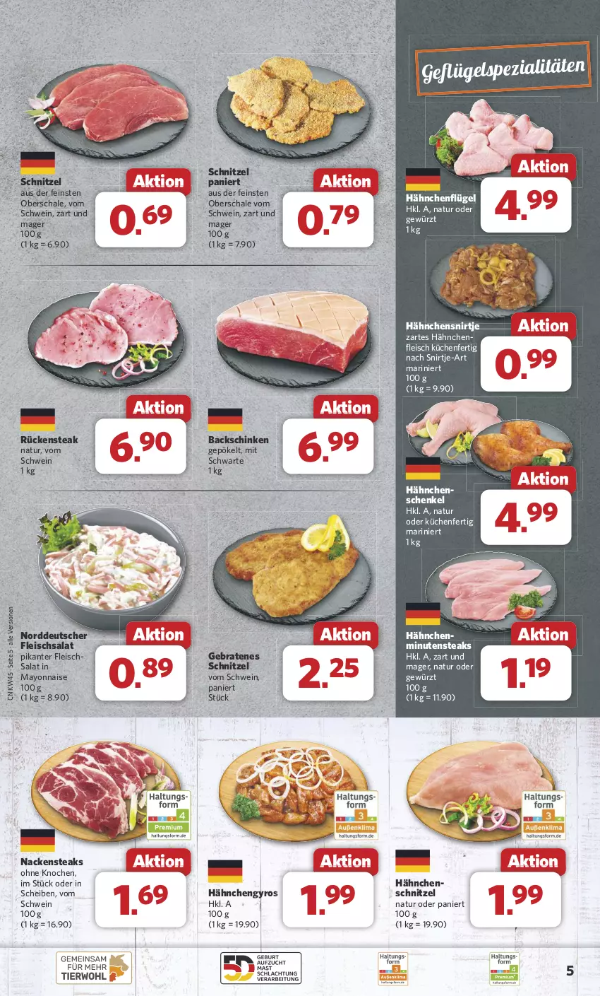 Aktueller Prospekt Combi - Prospekte - von 04.11 bis 09.11.2024 - strona 5 - produkty: braten, eis, fleisch, fleischsalat, gewürz, gyros, Hähnchenfleisch, hähnchenflügel, Hähnchengyros, henkel, küche, Küchen, mayonnaise, minutensteaks, Nackensteak, nackensteaks, natur, Rückensteak, salat, Schal, Schale, schenkel, schinken, schnitzel, schwein, Spezi, steak, steaks, Ti, wein, Yo