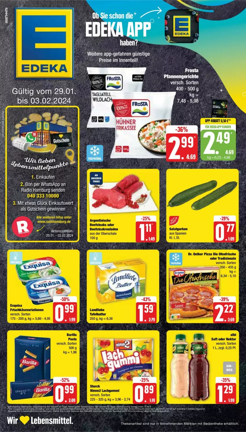 Aktueller Prospekt Edeka - Prospekte - von 29.01 bis 03.02.2024 - strona 1 - produkty: eis, ente, gutschein, hühner, Radio, reis, rwe, Ti