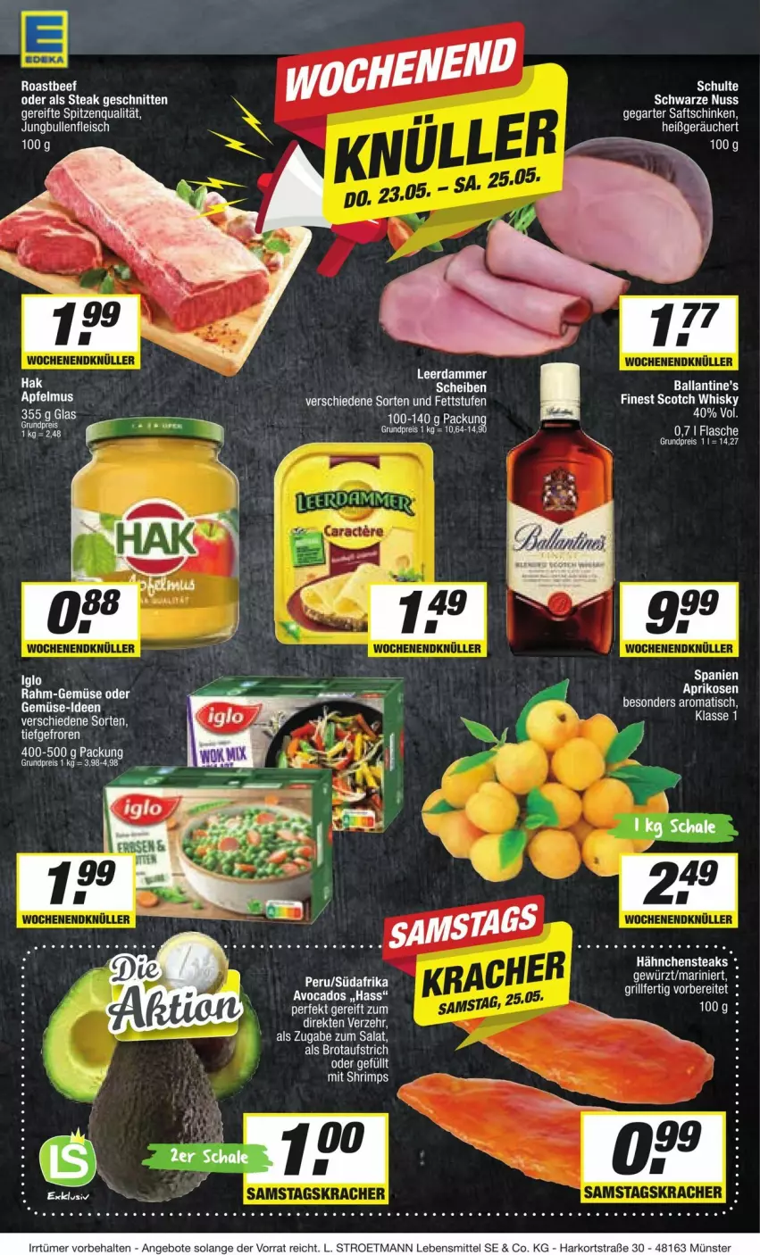 Aktueller Prospekt Edeka - Prospekte - von 18.05 bis 25.05.2024 - strona 15 - produkty: angebot, angebote, aufstrich, ball, beef, brot, brotaufstrich, eier, eis, flasche, gewürz, lebensmittel, leerdammer, ndk, nuss, rahm-gemüse, reis, roastbeef, saft, saftschinken, salat, schinken, schnitten, spitzenqualität, steak, tee, Ti