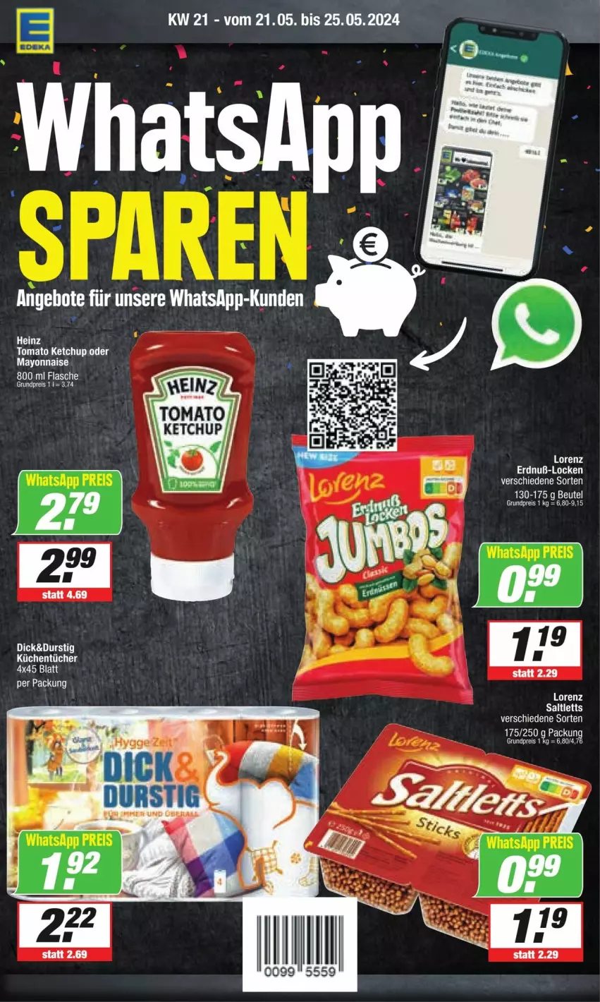 Aktueller Prospekt Edeka - Prospekte - von 18.05 bis 25.05.2024 - strona 2 - produkty: beutel, eis, heinz, ketchup, lorenz, mayonnaise, reis, tomato ketchup, Yo