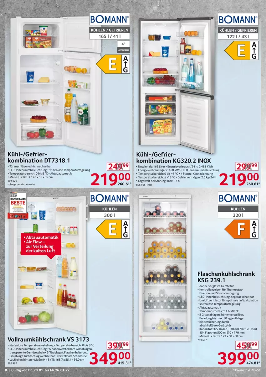 Aktueller Prospekt Selgros - Vorschau:
            Nonfood - von 20.01 bis 26.01.2022 - strona 8 - produkty: abtauautomatik, auto, beleuchtung, bomann, eier, ente, flasche, Kinder, kühlschrank, leitz, Rauch, Schal, Schale, Schrank, thermostat, Ti, türanschlag wechselbar, ventilator