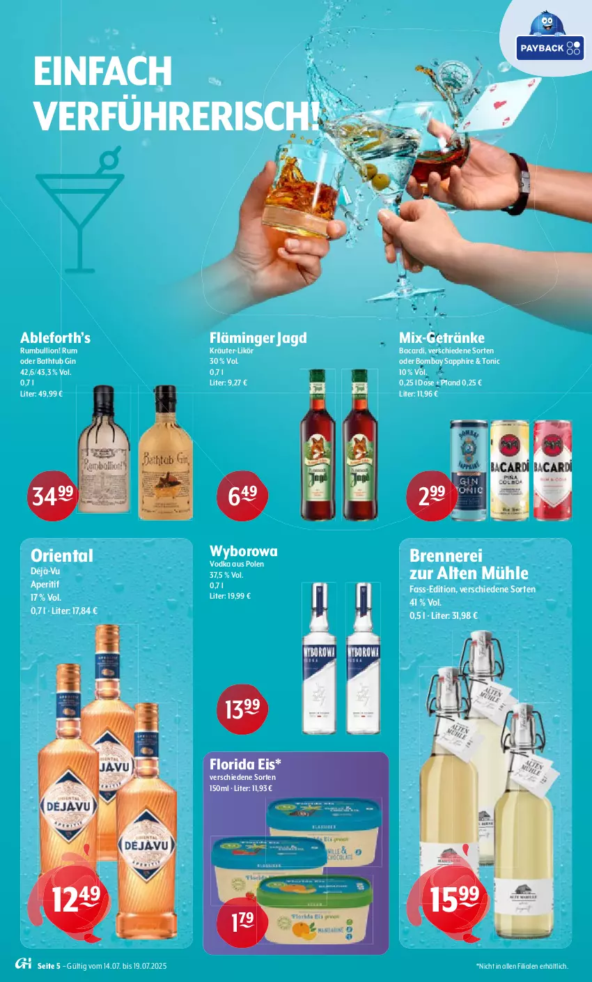 Aktueller Prospekt Getraenke Hoffmann - Prospekte - von 14.07 bis 19.07.2025 - strona 5 - produkty: aperitif, bacardi, bombay sapphire, eis, getränk, getränke, gin, kräuter, likör, lion, rum, sapphire, Ti, tonic, vodka