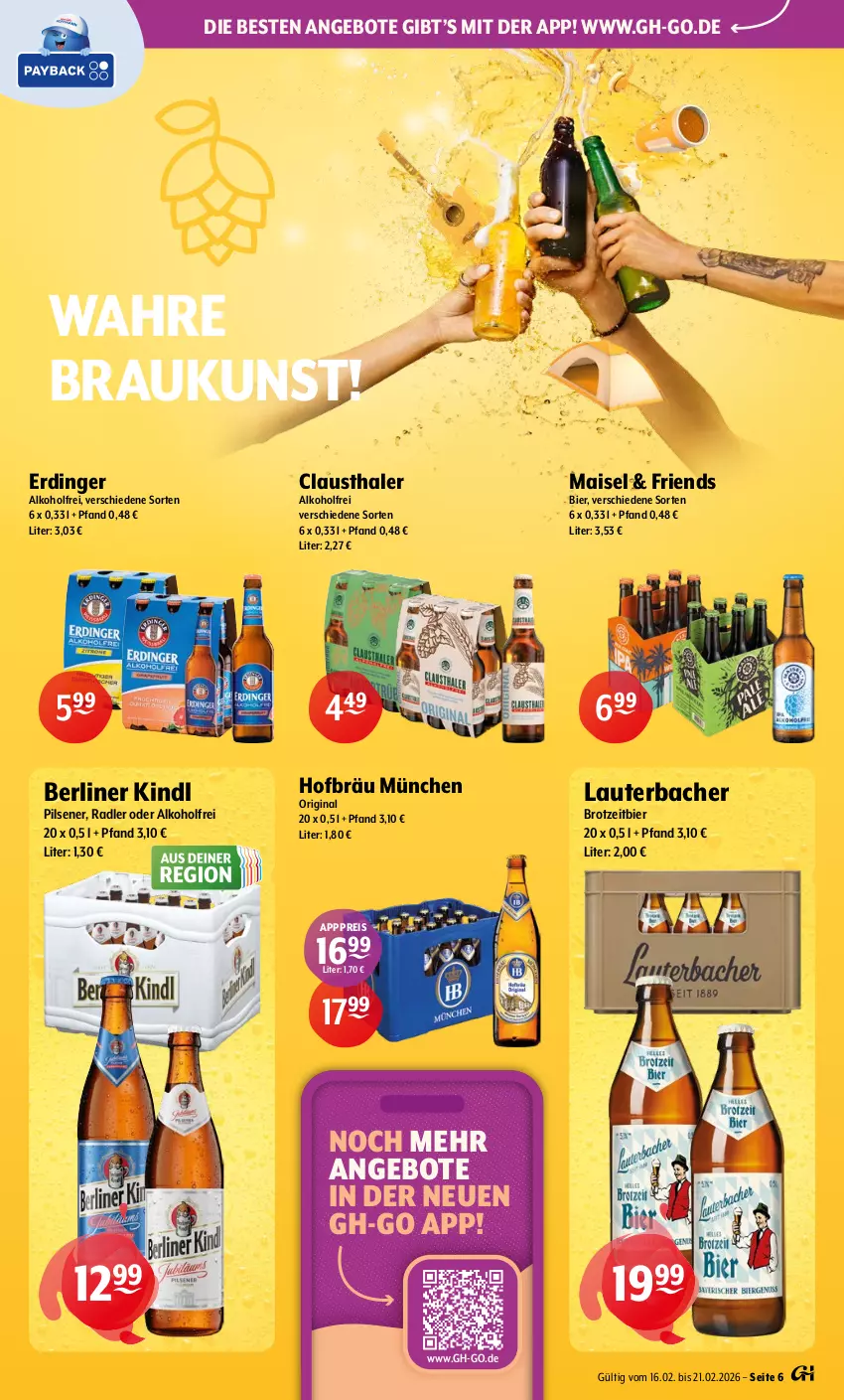 Aktueller Prospekt Getraenke Hoffmann - Prospekte - von 16.02 bis 21.02.2026 - strona 6 - produkty: alkohol, angebot, angebote, aust, berliner, berliner kindl, bier, brot, clausthaler, eis, erdinger, gin, mais, pils, pilsener, radler, reis, Ti