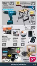 Gazetka promocyjna Netto - Angebote ab Montag - Gazetka - ważna od 25.06 do 25.06.2022 - strona 17 - produkty: akku, akku-bohrschrauber, batterie, Bewegungssensor, Bohrschrauber, eis, elle, ente, Holz, lack, Makita, Säbelsäge, säge, schrauben, spachtel, Ti, tisch, Tooltec