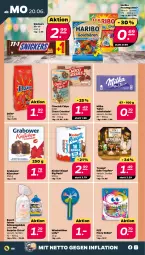 Gazetka promocyjna Netto - Angebote ab Montag - Gazetka - ważna od 25.06 do 25.06.2022 - strona 6 - produkty: chips, choclait chips, choco crossies, crossies, daim, frucht, fruchtgummi, haribo, Kinder, kinder riegel, milka, riegel, rum, schoko, schokolade, snickers, Ti