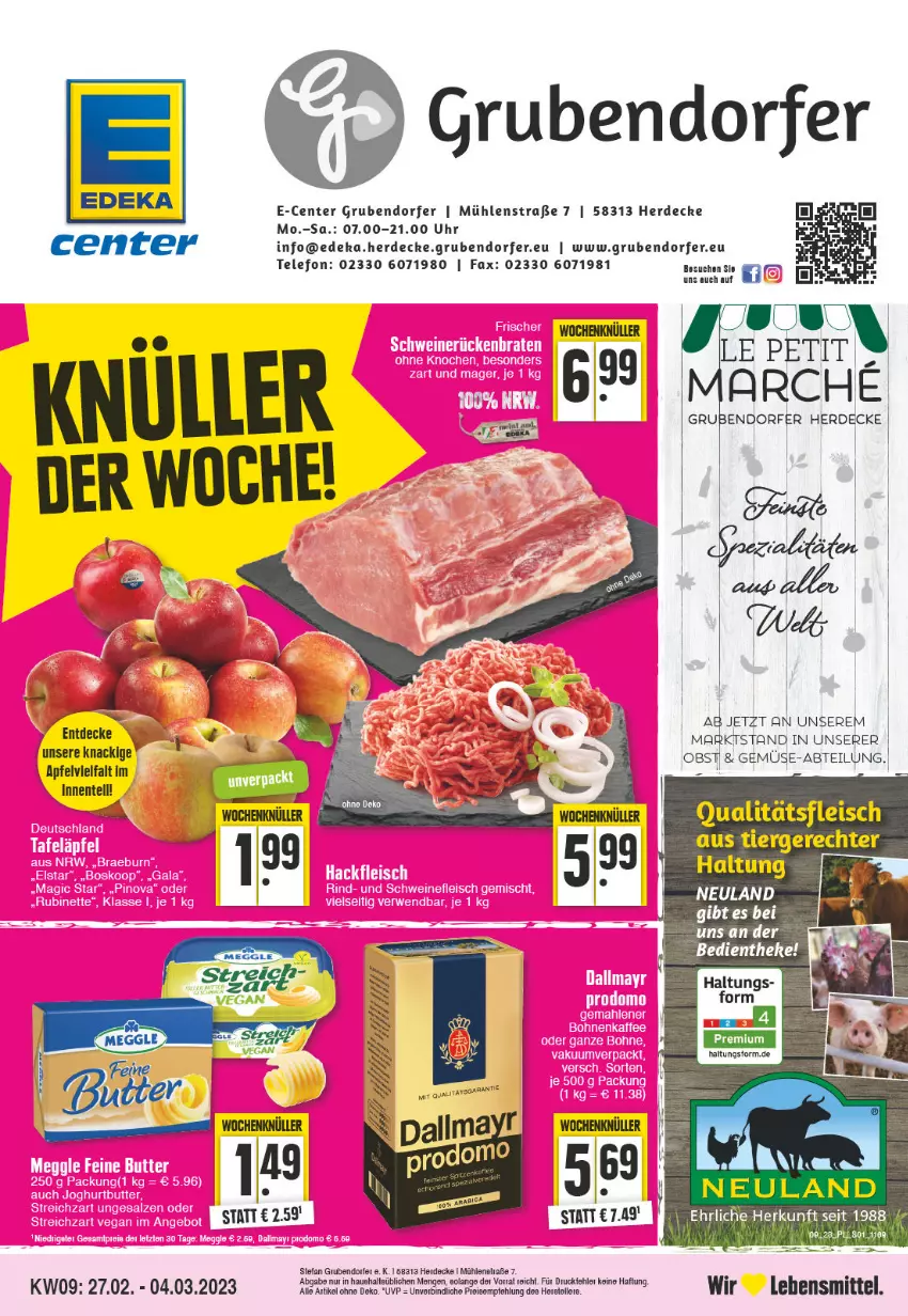 Aktueller Prospekt E Center - Angebote der Woche - von 27.02 bis 04.03.2023 - strona 1 - produkty: Abtei, apfel, butter, decke, deka, eier, eis, Elvie, ente, erde, fleisch, lebensmittel, obst, telefon, uhr