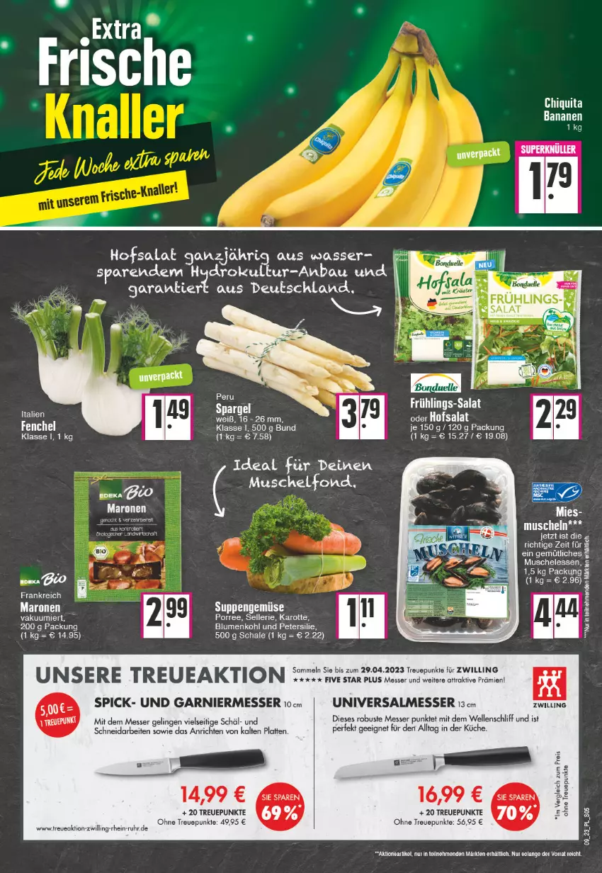 Aktueller Prospekt E Center - Angebote der Woche - von 27.02 bis 04.03.2023 - strona 5 - produkty: Anrichte, Bau, blume, blumen, blumenkohl, deka, eis, elle, ente, fenchel, garnier, küche, latte, messer, Muscheln, petersilie, reis, salat, Schal, Schale, spargel, Ti, uhr, wasser