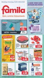 Gazetka promocyjna Famila - Prospekte - Gazetka - ważna od 06.04 do 06.04.2024 - strona 1 - produkty: Alwa, angebot, angebote, auer, auto, Bau, Bauer, Becher, beutel, blume, blumen, blumenerde, culinaria, dallmayr, datteltomaten, die ofenfrische, Dr. Oetker, eier, eis, elle, erde, flasche, frucht, fruchtjoghurt, Gorbatschow, jever, joghur, joghurt, leifheit, leine, mineralwasser, Ofen, pizza, reis, Ria, Schal, Schale, schnitzel, schwein, teller, Ti, tomate, tomaten, vilsa, wäscheschirm, wasser, wein, Wild, wodka, ZTE