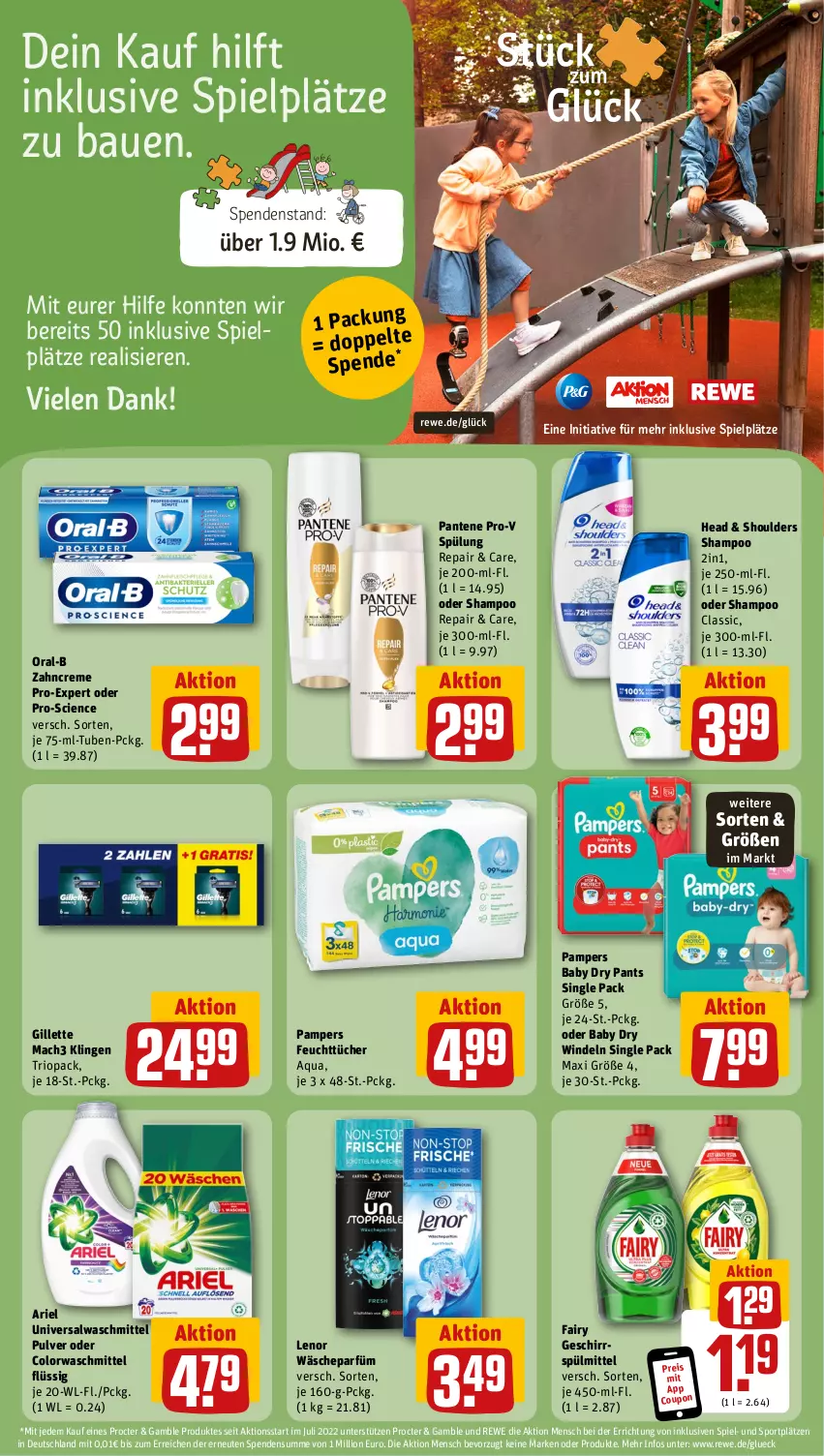 Aktueller Prospekt Rewe - Prospekte - von 29.01 bis 03.02.2024 - strona 14 - produkty: Alwa, aqua, ariel, Bau, Cien, colorwaschmittel, coupon, creme, eis, fairy, feuchttücher, geschirr, gillette, lenor, lion, mac, mach3, oral-b, pampers, pampers baby dry, pantene, pantene pro-v, Pants, pro-v, reis, shampoo, Sport, spülmittel, spülung, Ti, tücher, wäscheparfüm, waschmittel, windeln, zahncreme