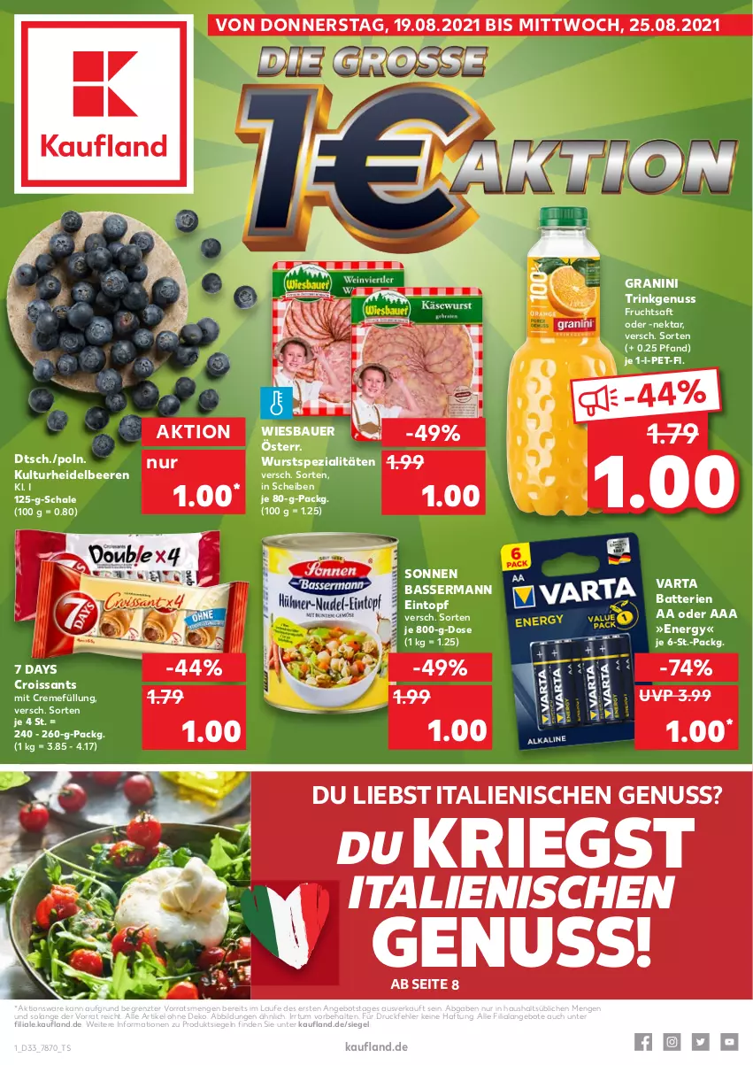 Aktueller Prospekt Kaufland - von 19.08 bis 25.08.2021 - strona 1