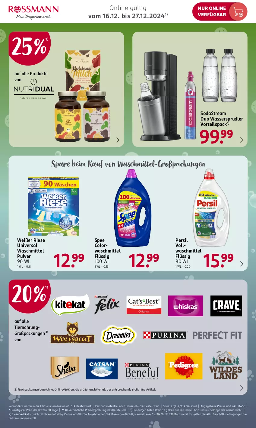 Aktueller Prospekt Rossmann - Prospekte - von 16.12 bis 27.12.2024 - strona 4 - produkty: angebot, angebote, eis, elle, LG, ndk, persil, reis, Soda, sodastream, spee, teller, Ti, tiernahrung, versandkostenfrei, waschmittel, wasser, wassersprudler, wedel, ZTE