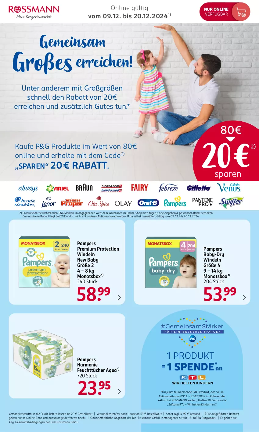 Aktueller Prospekt Rossmann - Prospekte - von 16.12 bis 27.12.2024 - strona 6 - produkty: angebot, angebote, aqua, baby-dry, feuchttücher, Kinder, korb, LG, ndk, pampers, Ti, tücher, versandkostenfrei, wedel, windeln