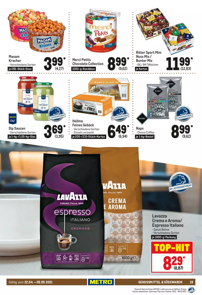 Aktueller Prospekt Metro - GastroJournal - von 22.04 bis 05.05.2021 - strona 19 - produkty: beutel, bohne, cola, dip, eis, espresso, kracher, lavazza, lieferservice, maoam, merci, Metro, nuss, reis, ritter, ritter sport, sauce, saucen, Sport, süsswaren, Ti