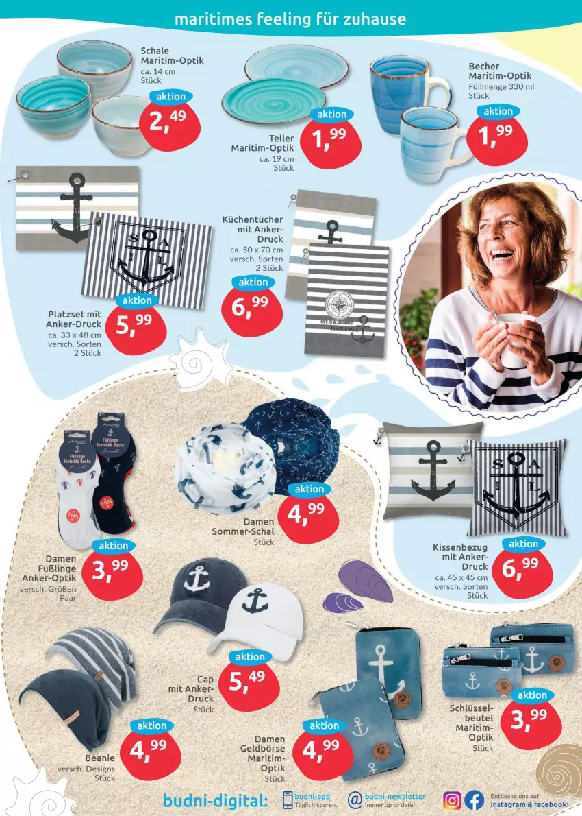 Aktueller Prospekt Budni - Prospekte - von 25.04 bis 30.04.2022 - strona 7 - produkty: Beanie, beutel, elle, Füßlinge, Geldbörse, kissen, Kissenbezug, küche, Küchen, küchentücher, Schal, Schale, teller, Ti, tücher