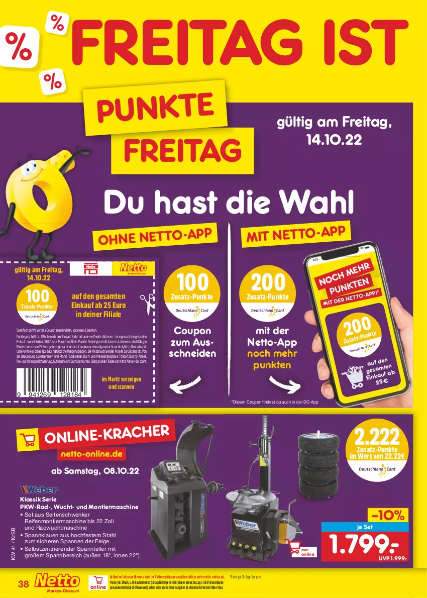 Aktueller Prospekt Netto Marken-Discount - Filial-Angebote - von 10.10 bis 15.10.2022 - strona 38 - produkty: bestpreis, buch, coupon, deutschlandcard, discount, eduscho, eis, elle, erde, guthabenkarte, gutschein, gutscheine, LG, mac, marken-discount, milch, ndk, Rauch, reifen, reis, Tchibo, teller, Ti, versandkostenfrei