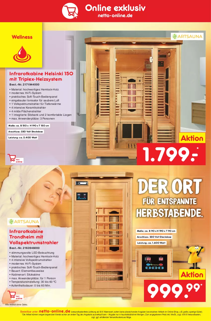 Aktueller Prospekt Netto Marken-Discount - Filial-Angebote - von 10.10 bis 15.10.2022 - strona 44 - produkty: angebot, auer, Bank, Bau, beleuchtung, eis, Holz, led-beleuchtung, Liege, Mode, ndk, reis, Ria, rum, sitzbank, Spektrum, steckdose, Ti, tisch, versandkostenfrei, ZTE