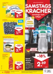 Gazetka promocyjna Netto Marken-Discount - Filial-Angebote - Gazetka - ważna od 15.10 do 15.10.2022 - strona 40 - produkty: Alwa, angebot, angebote, beere, beeren, bestpreis, blended scotch, blended scotch whisky, butter, discount, eis, heidelbeere, heidelbeeren, Holz, johnnie walker, kaffee, kaffee-kapseln, kracher, landliebe, marken-discount, mineralwasser, Mineralwasser Classic, natur, ndk, reis, rel, Schal, Schale, scotch, scotch whisky, sim, Streichzart, tassimo, Ti, versandkostenfrei, wasser, whisky, ZTE