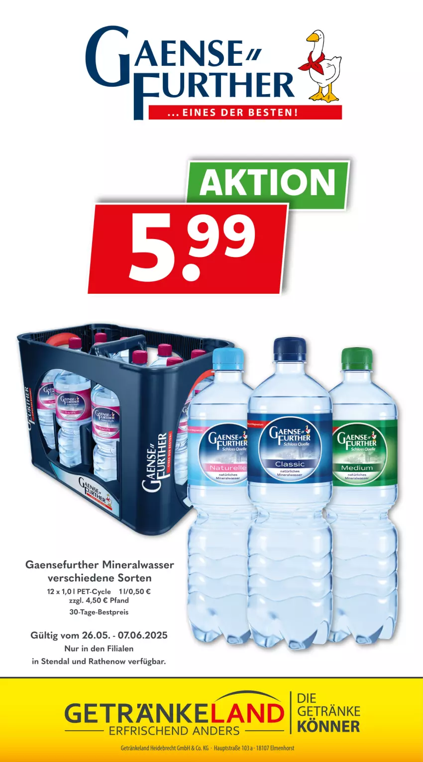 Aktueller Prospekt Getraenkeland - von 25.05 bis 06.06.2025 - strona 11 - produkty: Alwa, bestpreis, eis, Elan, elle, getränk, getränke, mineralwasser, natur, reis, rel, Ti, wasser