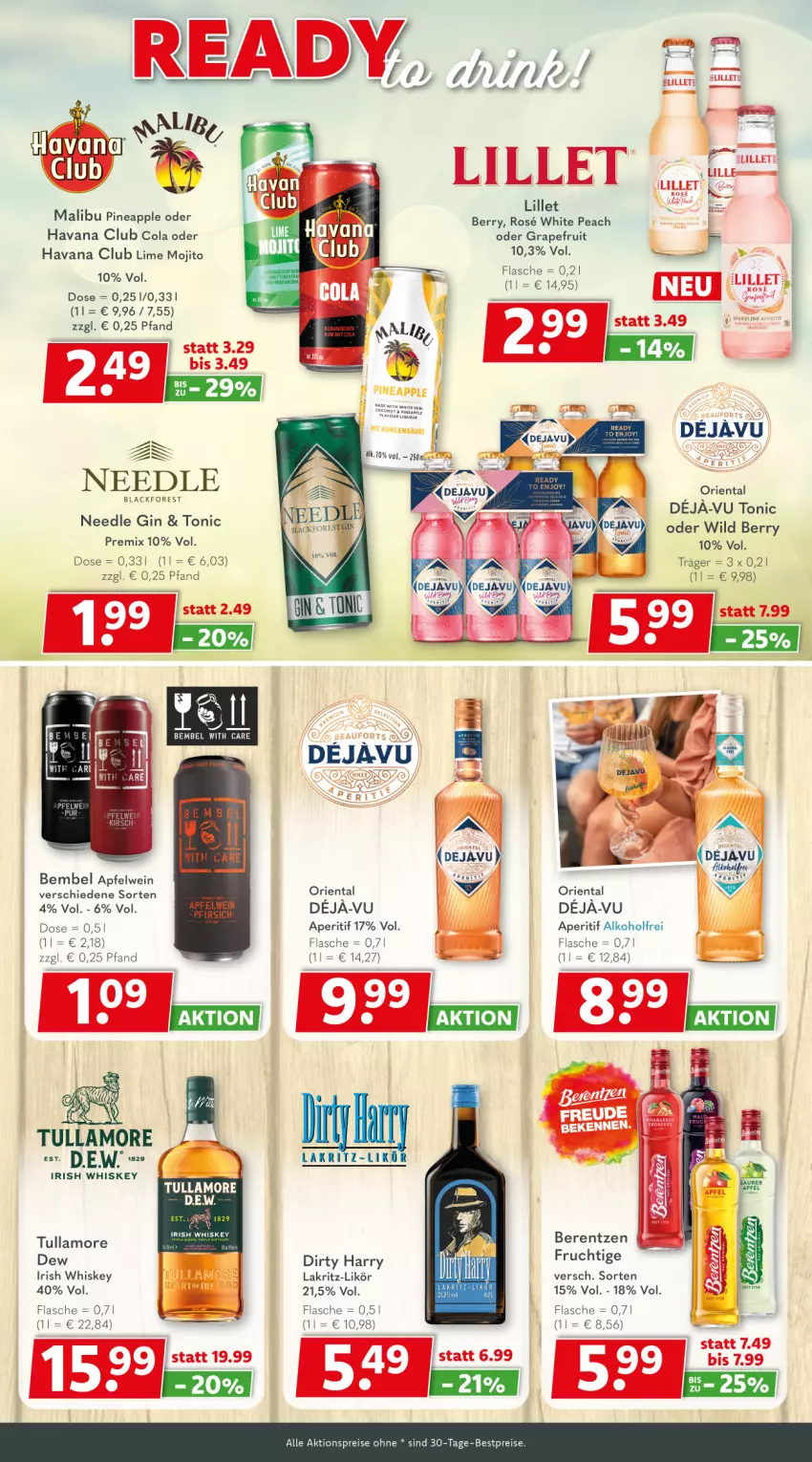 Aktueller Prospekt Getraenkeland - von 25.05 bis 06.06.2025 - strona 5 - produkty: aktionspreis, alkohol, aperitif, apfel, apfelwein, Apple, berentzen, bestpreis, bestpreise, cola, eis, flasche, frucht, gin, grapefruit, Havana Club, irish whiskey, kirsch, lack, Lakritz, likör, lillet, Malibu, mojito, reis, Ti, tonic, tullamore, wein, whiskey, Wild, wild berry