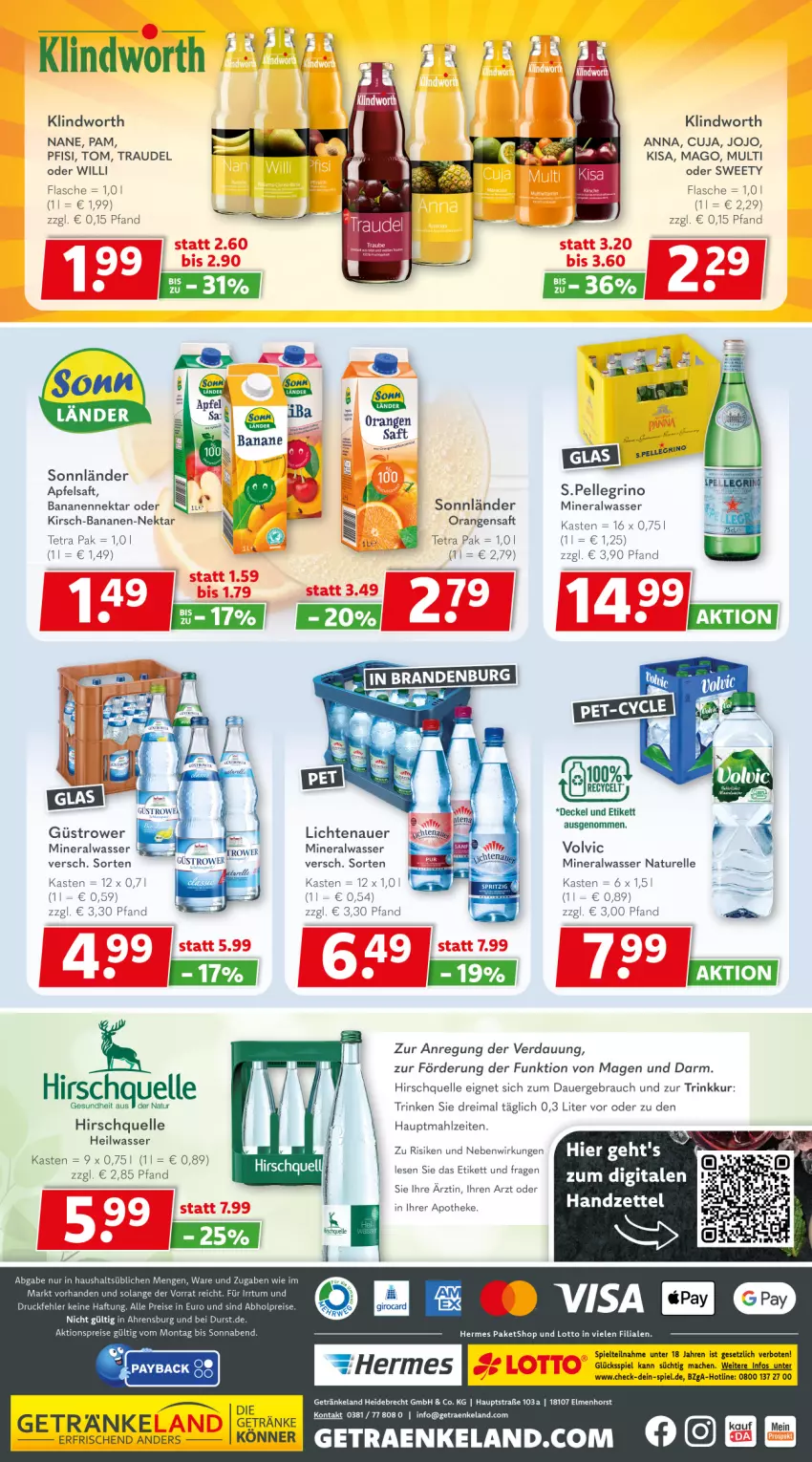 Aktueller Prospekt Getraenkeland - von 25.05 bis 06.06.2025 - strona 8 - produkty: abholpreise, aktionspreis, Alwa, apfel, apfelsaft, Apotheke, auer, banane, bananen, Bananen-Nektar, decke, Deckel, eis, Elan, elle, flasche, Gesundheit, getränk, getränke, kirsch, lichtenauer, mac, mineralwasser, natur, Nektar, orange, orangen, orangensaft, Rauch, reis, rel, saft, Ti, volvic, wasser