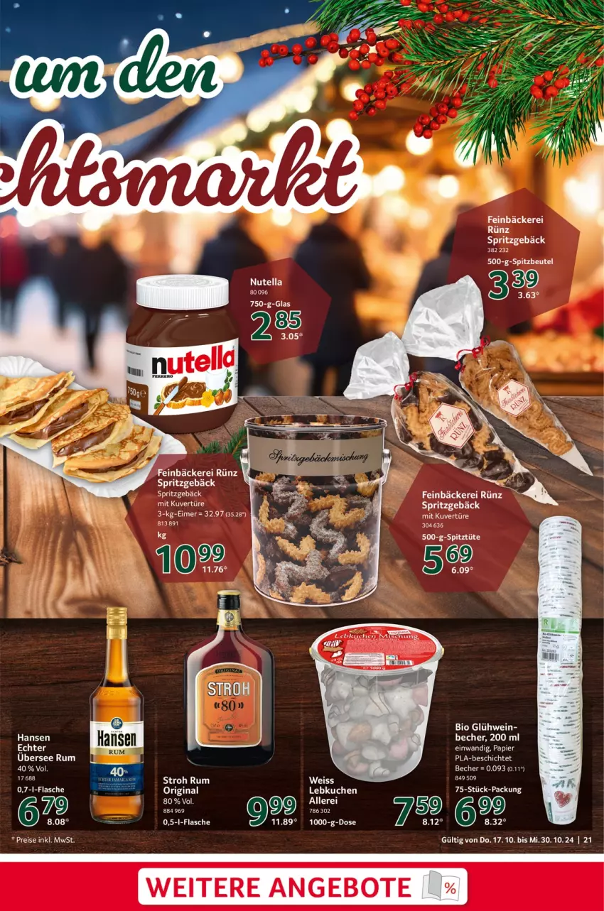 Aktueller Prospekt Selgros - Gastronomie - von 17.10 bis 30.10.2024 - strona 21 - produkty: angebot, angebote, Becher, bio, eis, flasche, gin, Glühwein, kuchen, Lebkuchen, nutella, papier, reis, rel, rum, Spritzgebäck, Ti, wein