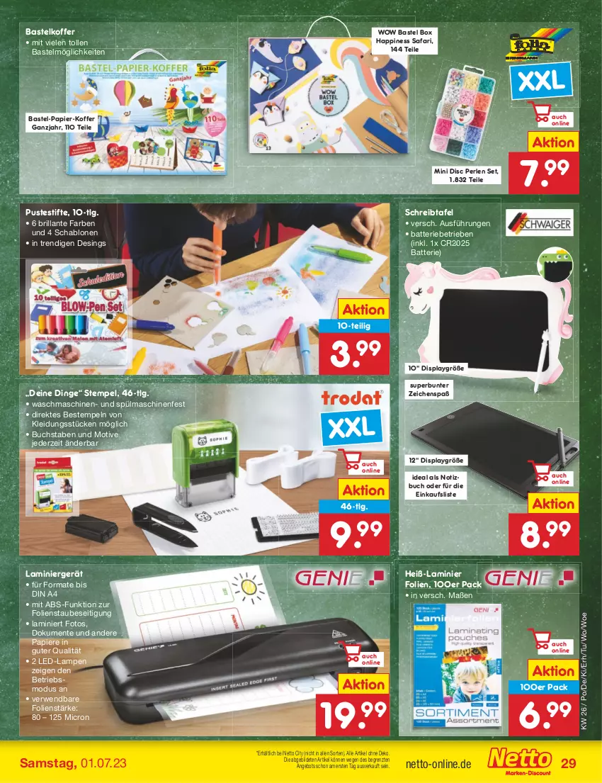 Aktueller Prospekt Netto Marken-Discount - Filial-Angebote - von 26.06 bis 01.07.2023 - strona 29 - produkty: angebot, batterie, buch, din a4, ente, kleid, Kleidung, koffer, Lampe, LG, papier, perlen, rwe, spülmaschinen, stifte, Ti, waschmaschine, waschmaschinen, ZTE