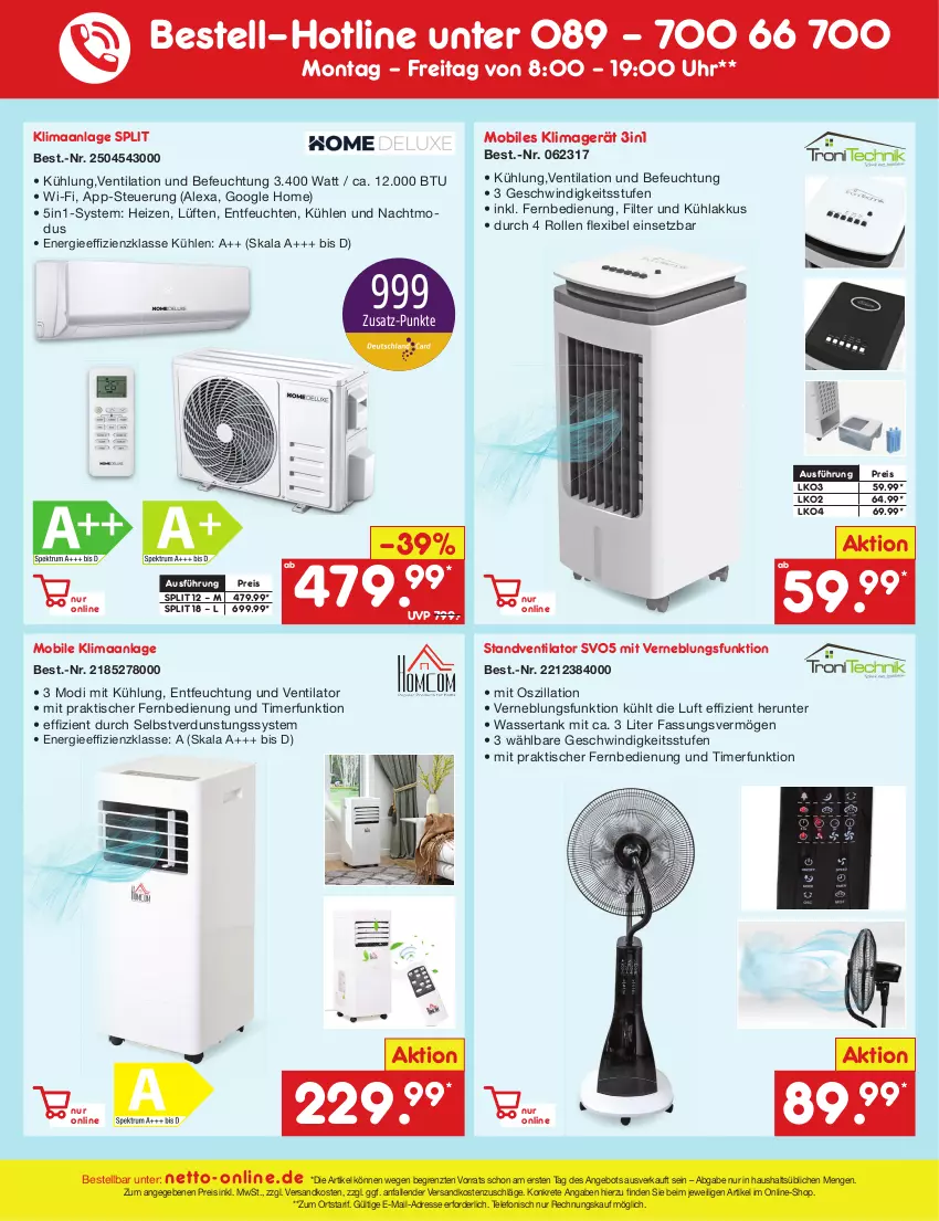 Aktueller Prospekt Netto Marken-Discount - Filial-Angebote - von 26.06 bis 01.07.2023 - strona 47 - produkty: akku, alexa, angebot, eis, fernbedienung, klimagerät, kühlakku, kühlakkus, ndk, reis, standventilator, telefon, Ti, timer, tisch, uhr, ventilator, wasser, wassertank, ZTE