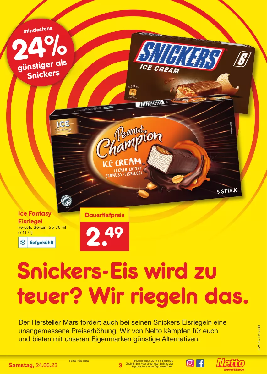 Aktueller Prospekt Netto Marken-Discount - Filial-Angebote - von 26.06 bis 01.07.2023 - strona 54 - produkty: angebot, auer, bestpreis, dauertiefpreis, eis, Eisriegel, elle, fanta, mars, reis, riegel, snickers, teller, Ti, tiefpreis, usb, ZTE